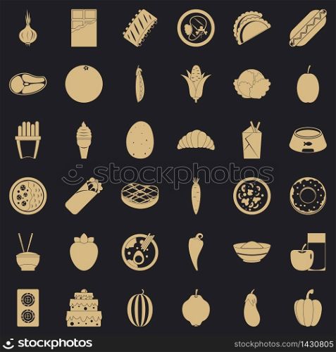 Nutritional value icons set. Simple set of 36 nutritional value vector icons for web for any design. Nutritional value icons set, simple style