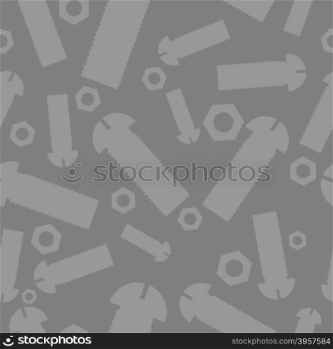 Nuts and bolts silhouettes seamless pattern. Fastening elements vector gray background.&#xA;