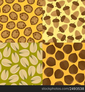 Nuts and seeds mix seamless pattern set isolated vector illustration.