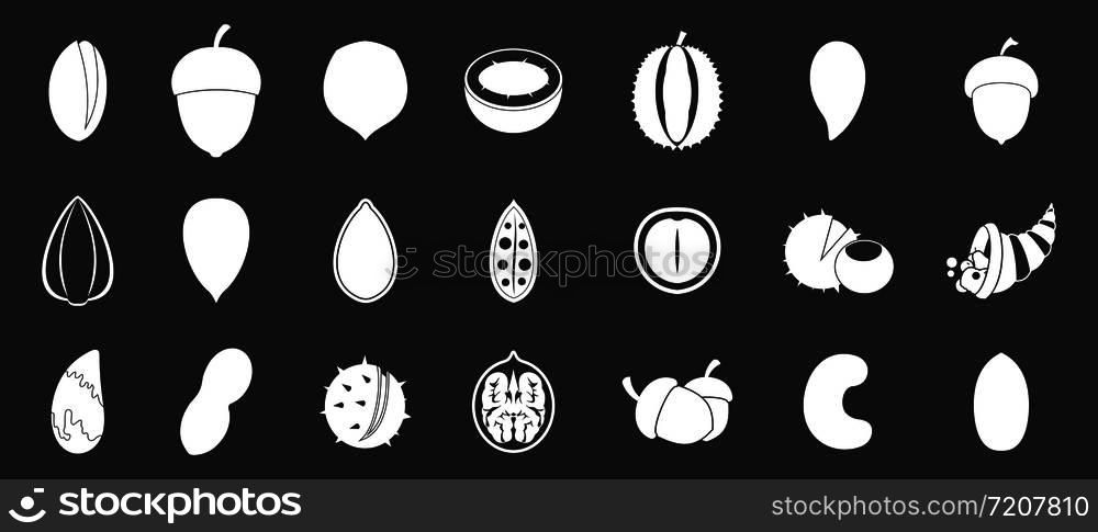 Nuts icon set vector white isolated on grey background . Nuts icon set grey vector