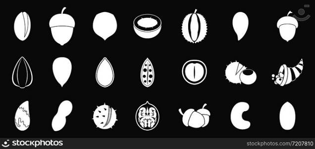 Nuts icon set vector white isolated on grey background . Nuts icon set grey vector