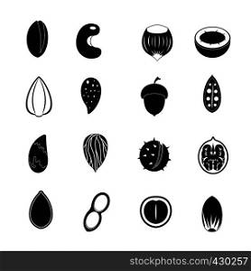 Nuts icons set. Simple illustration of 16 nuts vector icons for web. Nuts icons set, simple style