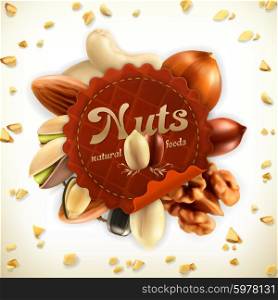 Nuts, vector label