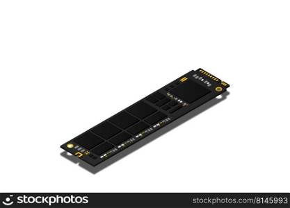 NVME Express M.2 memory realistic 3d isometric illustration, random access memory, personal computer hardware component, custom gaming and workstation accessories, vector illustration.
