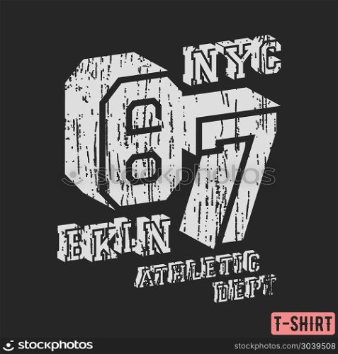 NYC BKLN t-shirt textured stamp. Designed for printing products, badge, applique, label clothing, t-shirts stamps, jeans and casual wear. Vector illustration.. NYC BKLN t-shirt textured stamp. NYC BKLN t-shirt textured stamp