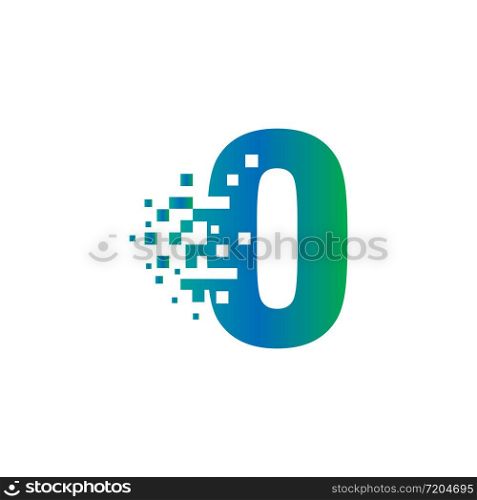 O Initial Letter Logo Design with Digital Pixels in Gradient Colors