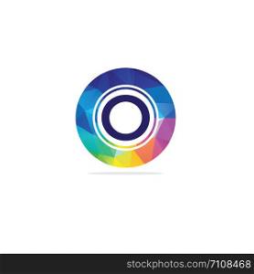 O Letter colorful logo in the hexagonal. Polygonal letter O