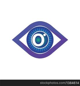 O letter in eye logo or symbol template design