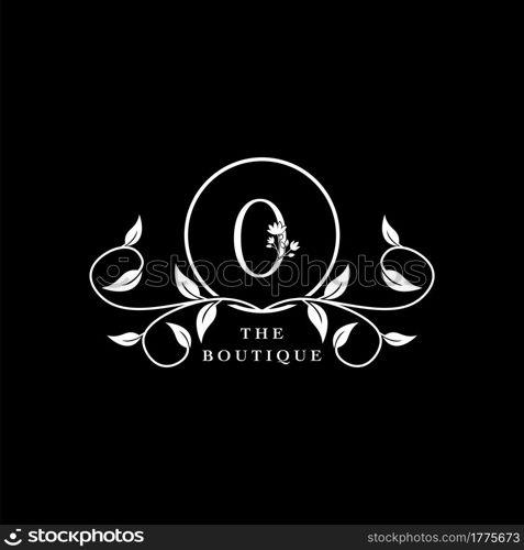 O Letter Logo Boutique Luxury Nature Floral Flower. Monogram vector design concept letter and floral flower with leaf for initial, fashion brand, and luxuries business identity.