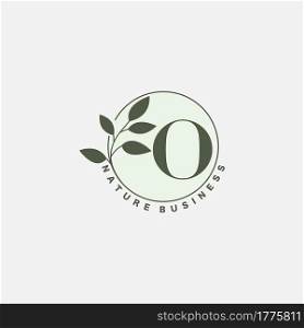 O Letter Logo Circle Nature Leaf, vector logo design concept botanical floral leaf with initial letter logo icon for nature business.
