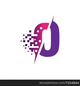 O Letter Logo Design with Digital Pixels in concept strokes