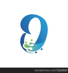 O letter logo design with water splash ripple template