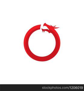 O letter logo with dragon icon illustration design