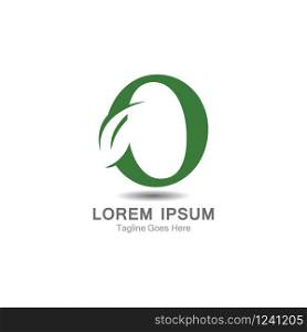 O Letter logo with leaf concept template design