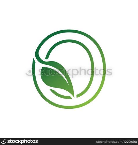 O Letter with leaf logo or symbol concept template design