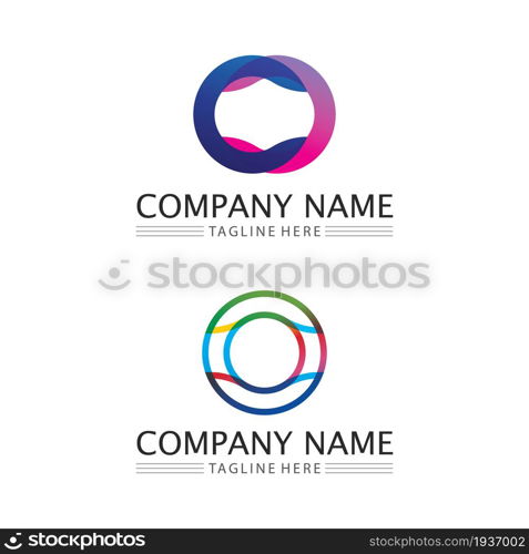 O logo Business Technology circle logo and symbols Vector Design Graphic