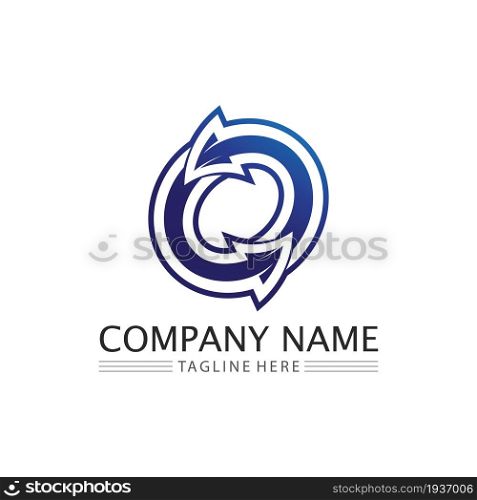 O logo Business Technology circle logo and symbols Vector Design Graphic