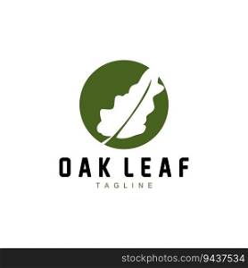Oak Leaf Logo Design, Simple Green Plant Vector, Template Illustration