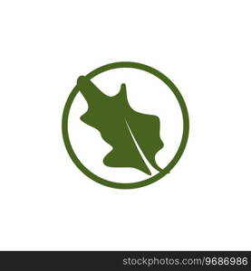 Oak Leaf Logo Design, Simple Green Plant Vector, Template Illustration