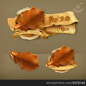 Oak leaf, retro vector icon