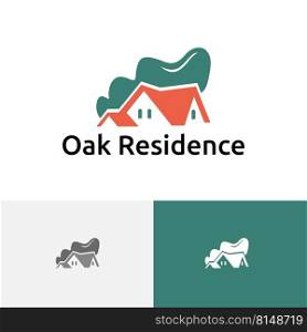 Oak Tree Green Leaf House Home Real Estate Housing Residence Logo