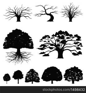 Oak Tree Silhouette Illustration Detail and Natural