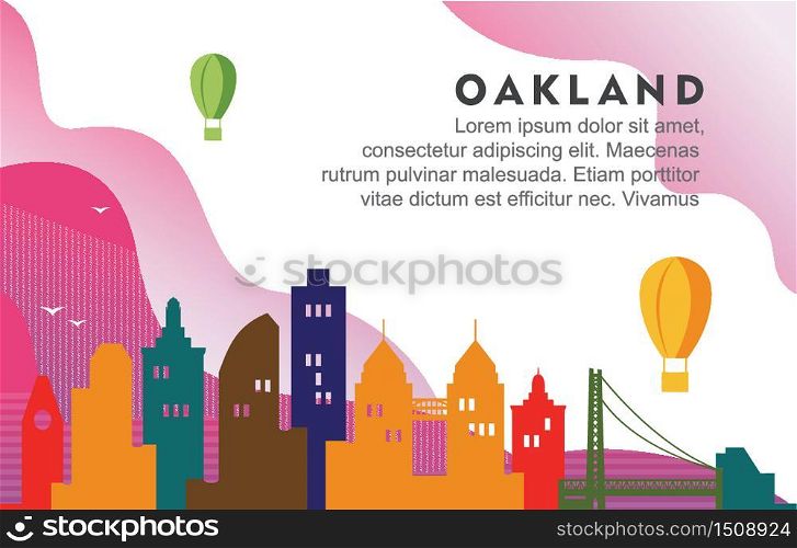 Oakland Washington City Building Cityscape Skyline Dynamic Background Illustration