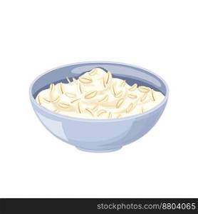 oatmeal bowl cartoon. breakfast food, porridge cereal, healthy oat, diet white, morning meal, muesli oatmeal bowl vector illustration. oatmeal bowl cartoon vector illustration