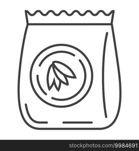 Oatmeal flour bag icon vector. Package of oat in outline style. Oatmeal cereal, chips and fast breakfast are shown.. Oatmeal flour bag icon vector. Package of oat in outline style. Oatmeal cereal, chips and fast breakfast