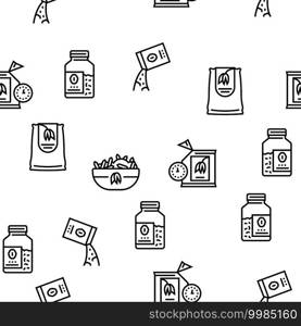 Oatmeal Nutrition Vector Seamless Pattern Thin Line Illustration. Oatmeal Nutrition Vector Seamless Pattern