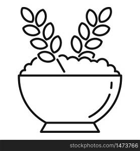 Oatmeal porridge icon. Outline oatmeal porridge vector icon for web design isolated on white background. Oatmeal porridge icon, outline style