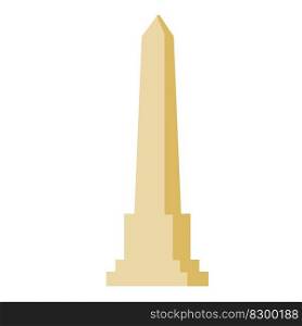 Obelisk. White stone monument. Historical monument. High pillar memorial and column. Flat illustration isolated on white. Obelisk. White stone monument.