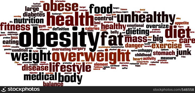 Obesity word cloud concept. Vector illustration