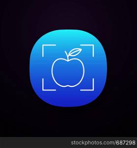 Object detection app app icon. Deep learning. Artificial intelligence. Apple in focus. UI/UX user interface. Web or mobile application. Vector isolated illustration. Object detection app app icon