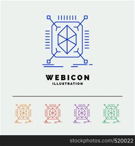Object, prototyping, rapid, structure, 3d 5 Color Line Web Icon Template isolated on white. Vector illustration. Vector EPS10 Abstract Template background