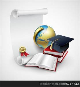 Objects for graduation ceremony. Vector illustration EPS 10