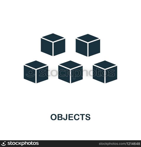 Objects icon. Monochrome style design from machine learning collection. UX and UI. Pixel perfect objects icon. For web design, apps, software, printing usage.. Objects icon. Monochrome style design from machine learning icon collection. UI and UX. Pixel perfect objects icon. For web design, apps, software, print usage.