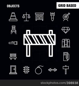 Objects Line Icon Pack For Designers And Developers. Icons Of Bulls Eye, Goal, Target, Object, Bulb, Idea, Light, Vector