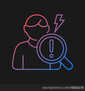 Observational studies gradient vector icon for dark theme. Observing participants without intervention. Research plan. Thin line color symbol. Modern style pictogram. Vector isolated outline drawing. Observational studies gradient vector icon for dark theme