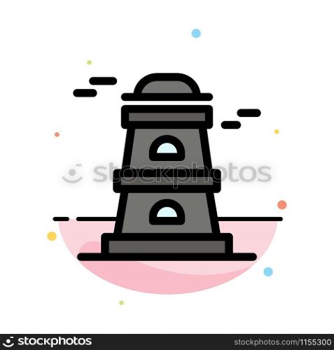 Observatory, Tower, Watchtower Abstract Flat Color Icon Template