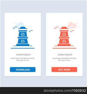 Observatory, Tower, Watchtower Blue and Red Download and Buy Now web Widget Card Template