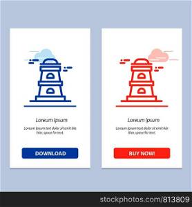 Observatory, Tower, Watchtower Blue and Red Download and Buy Now web Widget Card Template