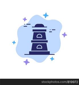 Observatory, Tower, Watchtower Blue Icon on Abstract Cloud Background