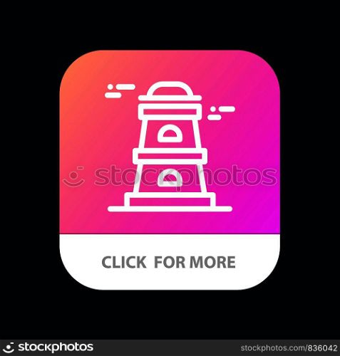 Observatory, Tower, Watchtower Mobile App Button. Android and IOS Line Version