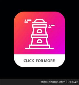 Observatory, Tower, Watchtower Mobile App Button. Android and IOS Line Version