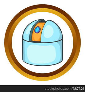 Observatory vector icon in golden circle, cartoon style isolated on white background. Observatory vector icon