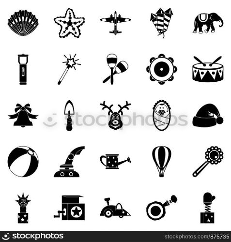 Obsolete toy icons set. Simple set of 25 obsolete toy vector icons for web isolated on white background. Obsolete toy icons set, simple style