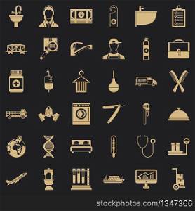 Occupation icons set. Simple style of 36 occupation vector icons for web for any design. Occupation icons set, simple style