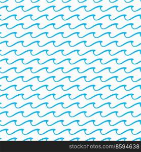Ocean and sea waves seamless pattern background, vector water wavy lines. Blue waves pattern ornament, abstract art or river wavy curves and linear ripple of water surf for tile background. Ocean and sea waves seamless pattern background