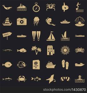Ocean floor icons set. Simple set of 36 ocean floor vector icons for web for any design. Ocean floor icons set, simple style